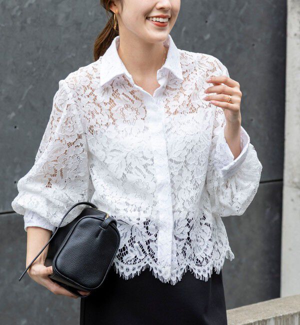NOLLEY'S「ウォッシャブルレースシャツ」|シャツ・ブラウス|