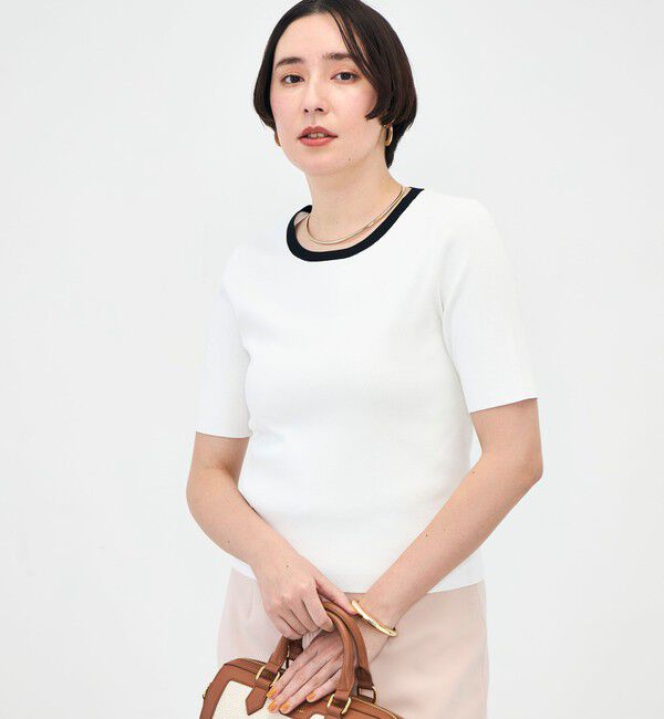 NOLLEY'S sophi「《アンサンブル対応》《手洗い可能》マルチファンクション5分袖プルオーバー」|ニット・セーター|