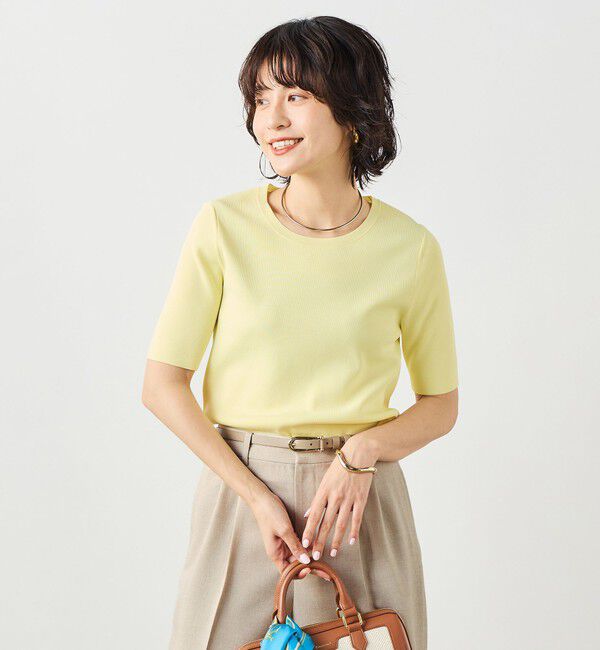 NOLLEY'S sophi「《アンサンブル対応》《手洗い可能》マルチファンクション5分袖プルオーバー」|ニット・セーター|