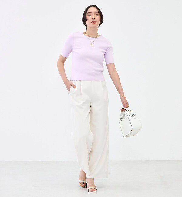 NOLLEY'S sophi「《アンサンブル対応》《手洗い可能》マルチファンクション5分袖プルオーバー」|ニット・セーター|