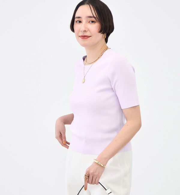 NOLLEY'S sophi「《アンサンブル対応》《手洗い可能》マルチファンクション5分袖プルオーバー」|ニット・セーター|