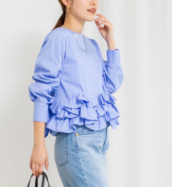 NOLLEY'S「【WEB限定】ウォッシャブルペプラムフリル2WAYブラウス」|シャツ・ブラウス|ブルー系3