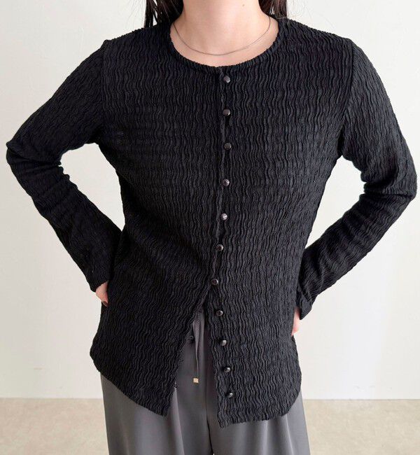 fredy emue「シャーリングカットブラウス」|Tシャツ・カットソー|ブラック