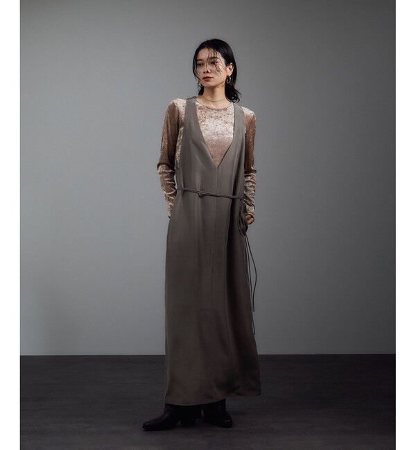 SALON adam et rope'「[25AW]GENTLE SILK ジャンパースカート【セットアップ対応・洗える】」|ワンピース|ブラウン系(23)