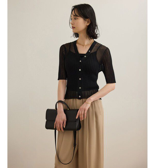 ROPE「シアーリブカーディガン/洗える」|カーディガン|