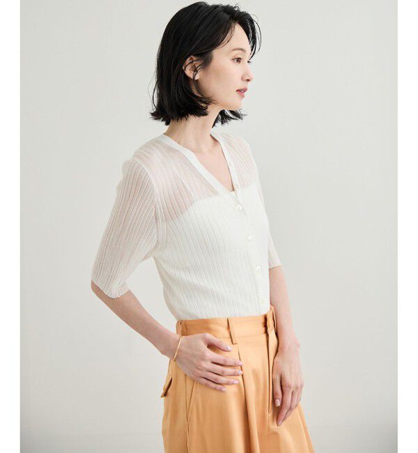 ROPE「シアーリブカーディガン/洗える」|カーディガン|ホワイト(10)