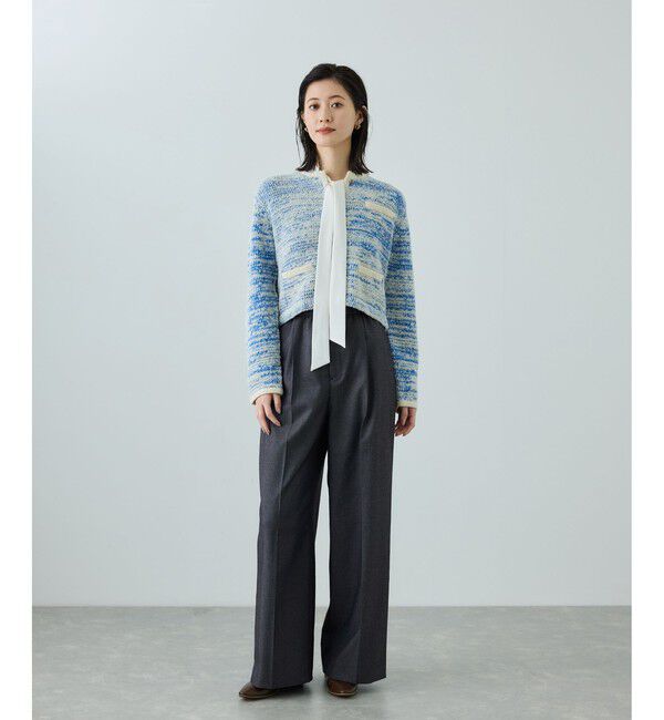 ROPE「トリアセツイル ワンタックイージーワイドパンツ(デニムライク)/イージーケア・セットアップ対応」|スラックス|