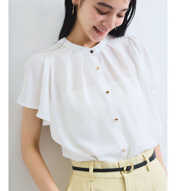 VIS「【接触冷感】エステルローンソフトタッチギャザーブラウス/通勤対応【WEB限定】」|シャツ・ブラウス|ホワイト(10)