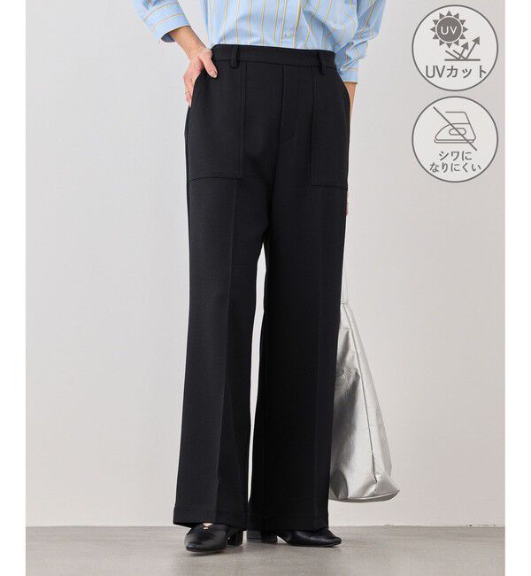 Rope&rsquo;Picnic「ベイカーワイドパンツ/UVカット・防シワ」|チノ|ブラック(01)