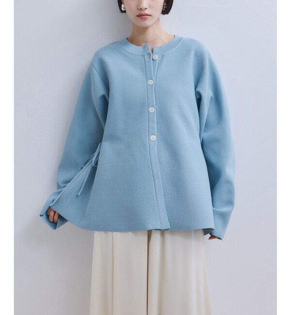 ADAM ET ROPE'「【WEB限定】ペプラムフォルムカーディガン」|カーディガン|サックス(48)