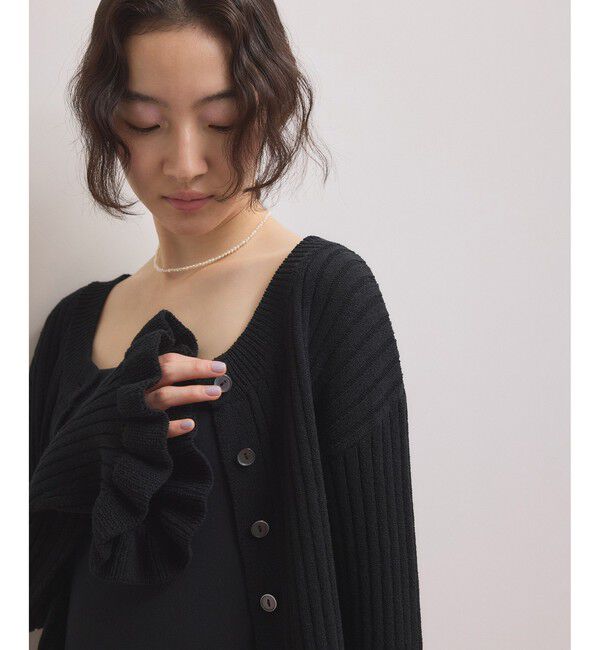 ADAM ET ROPE'「【WEB限定】2WAYフリルリブカーディガン」|カーディガン|