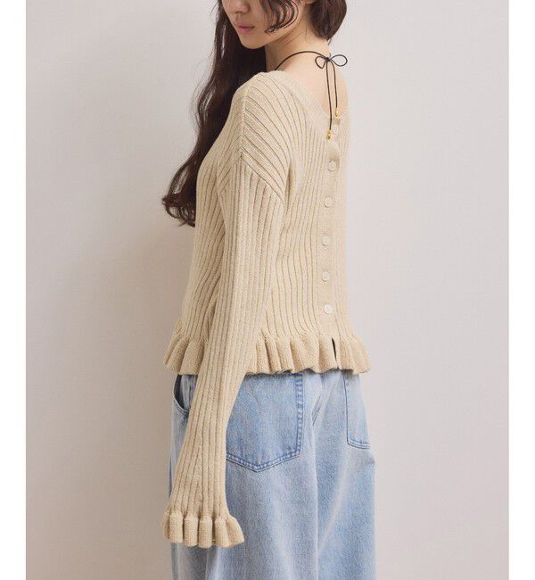 ADAM ET ROPE'「【WEB限定】2WAYフリルリブカーディガン」|カーディガン|