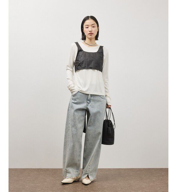 ADAM ET ROPE'「リボンタンクコンビロンT」|Tシャツ・カットソー|