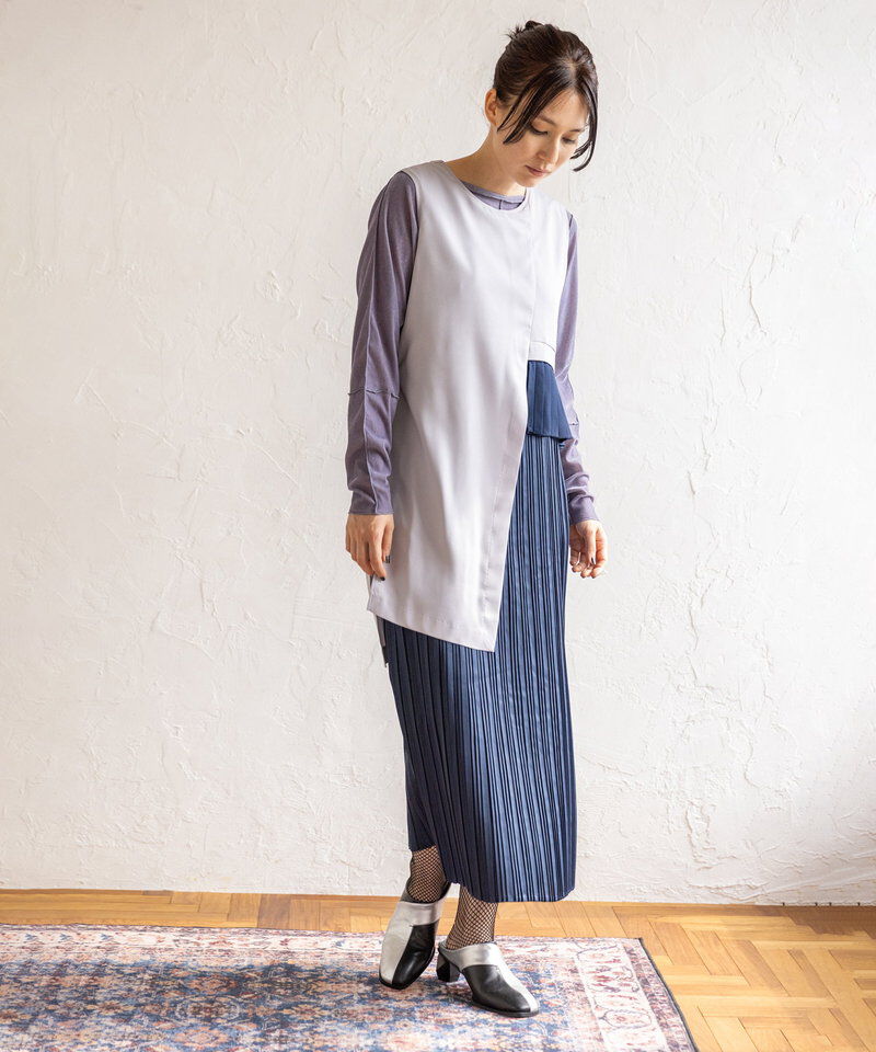  「2WAYレイヤードプリーツワンピース」|ジャンパースカート|