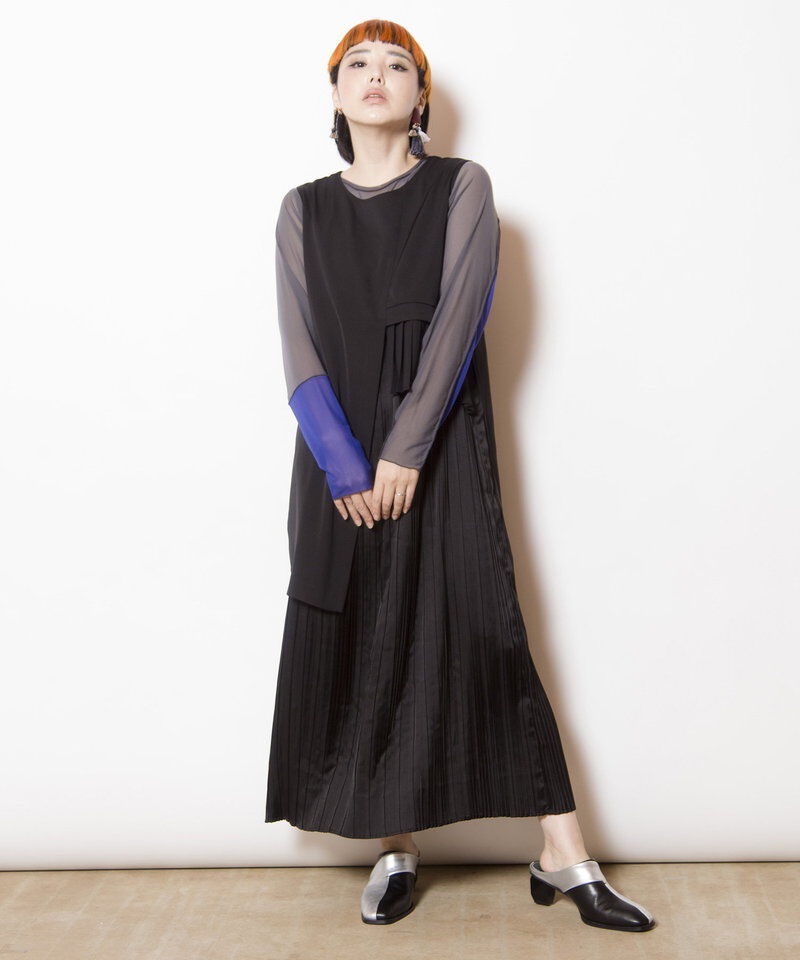  「2WAYレイヤードプリーツワンピース」|ジャンパースカート|