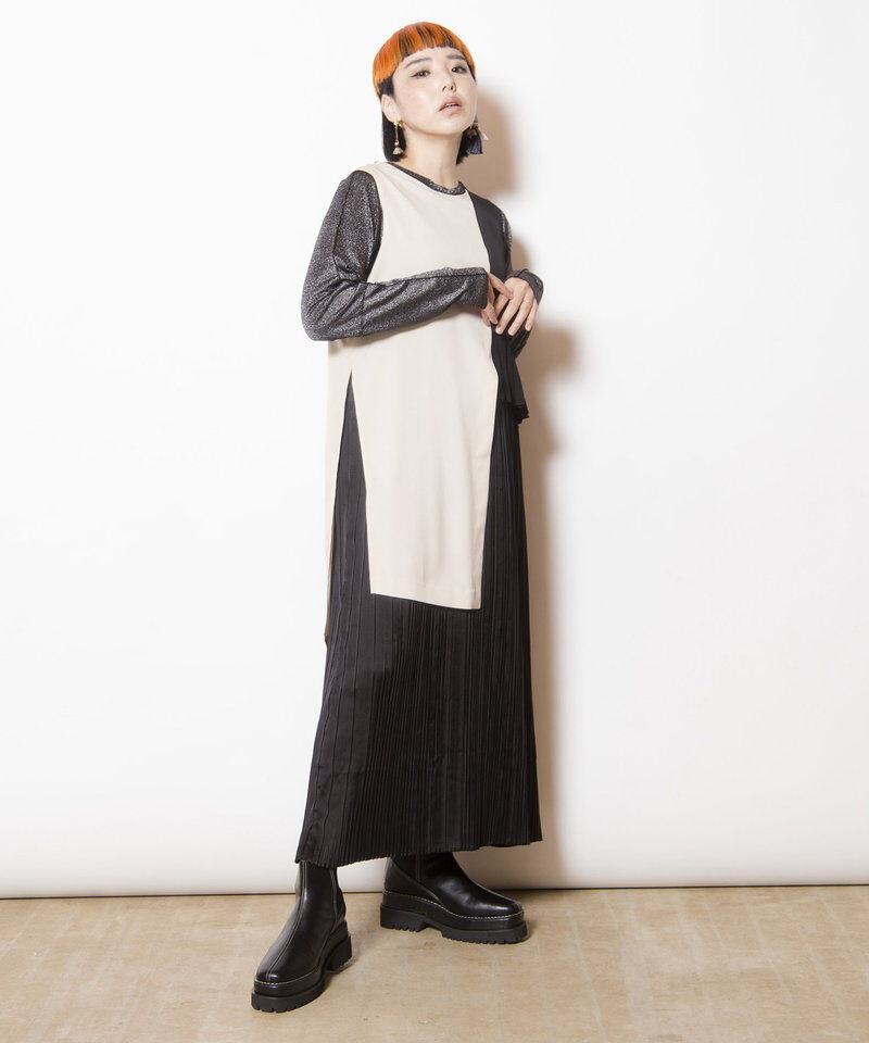  「2WAYレイヤードプリーツワンピース」|ジャンパースカート|