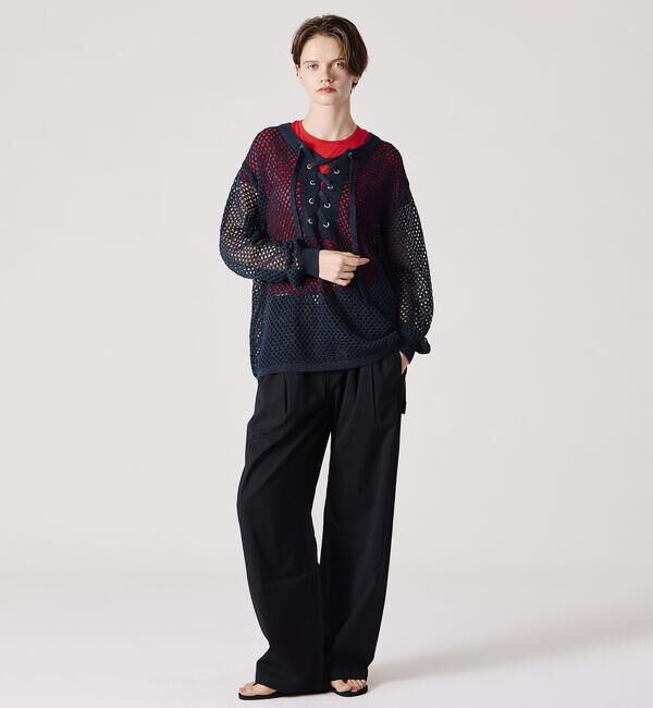  「ADAWAS | メッシュ レースアップトップス WOMEN」|ニット・セーター|