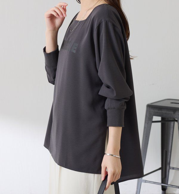  「スクエアネックジョーゼットロゴロンT」|Tシャツ・カットソー|