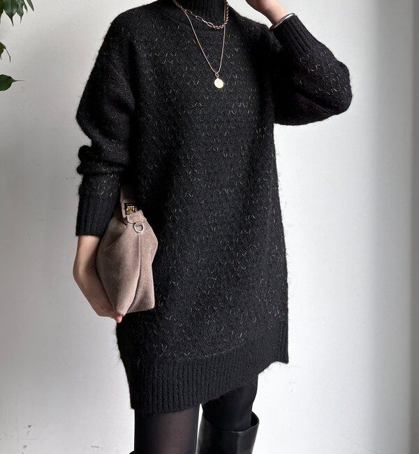  「【WEB限定】クロス編みタートルチュニック」|ニット・セーター|