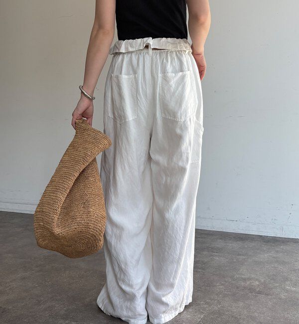  「ウエストギャザーリネン混パンツ」|チノ|