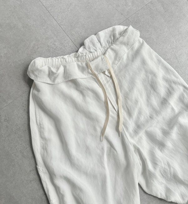  「ウエストギャザーリネン混パンツ」|チノ|