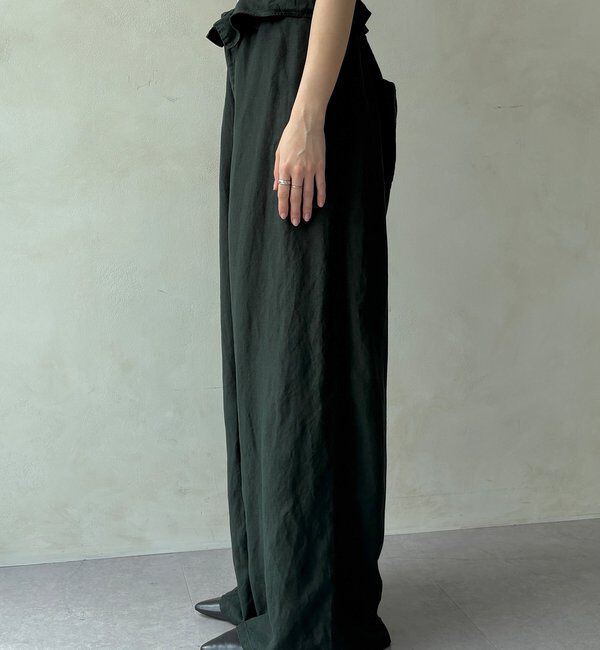  「ウエストギャザーリネン混パンツ」|チノ|