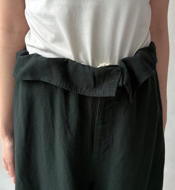  「ウエストギャザーリネン混パンツ」|チノ|