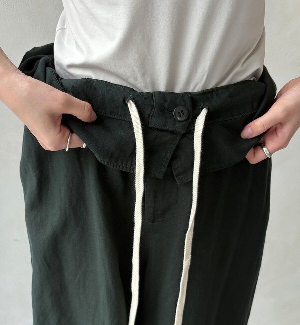  「ウエストギャザーリネン混パンツ」|チノ|
