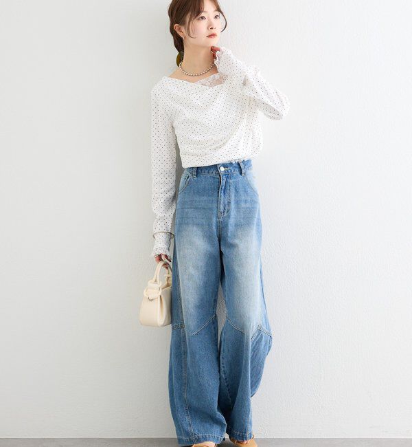  「レースドッキングオフショルロンT」|Tシャツ・カットソー|