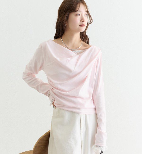  「レースドッキングオフショルロンT」|Tシャツ・カットソー|