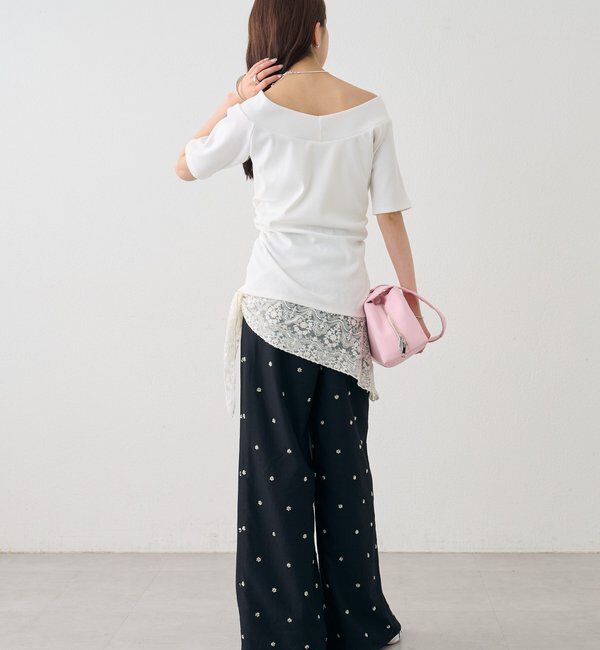  「プレート付きワイドネックT」|Tシャツ・カットソー|