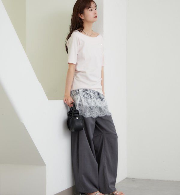  「プレート付きワイドネックT」|Tシャツ・カットソー|