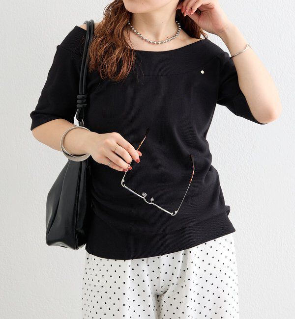  「プレート付きワイドネックT」|Tシャツ・カットソー|