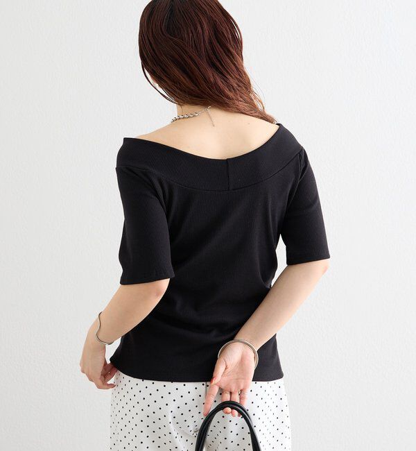  「プレート付きワイドネックT」|Tシャツ・カットソー|