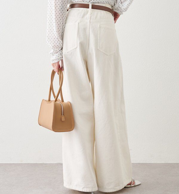  「ベルト付きカーブワイドデニム」|デニム|