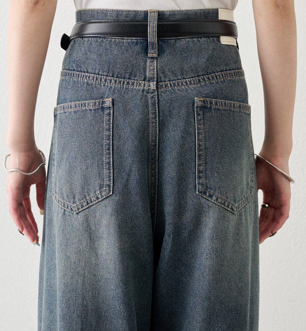  「ベルト付きカーブワイドデニム」|デニム|