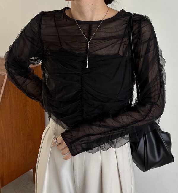  「チュールギャザーブラウス」|シャツ・ブラウス|