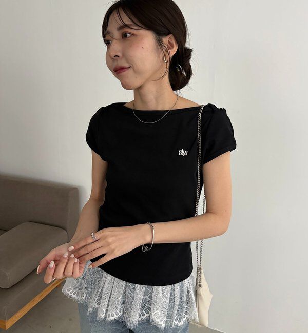  「【Tシャツが苦手な方にも◎】1ポイントボートネックTシャツ」|Tシャツ・カットソー|