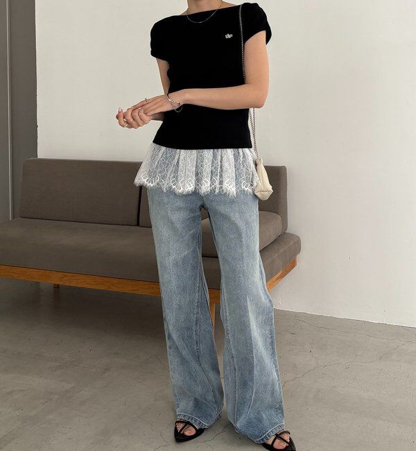  「【Tシャツが苦手な方にも◎】1ポイントボートネックTシャツ」|Tシャツ・カットソー|