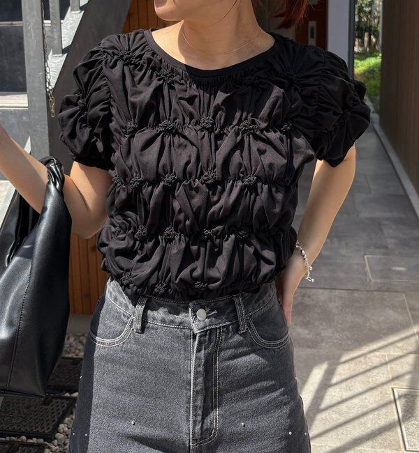  「【新色イエロー・チャコールグレー】シャーリングホイップＴ」|Tシャツ・カットソー|ブラック