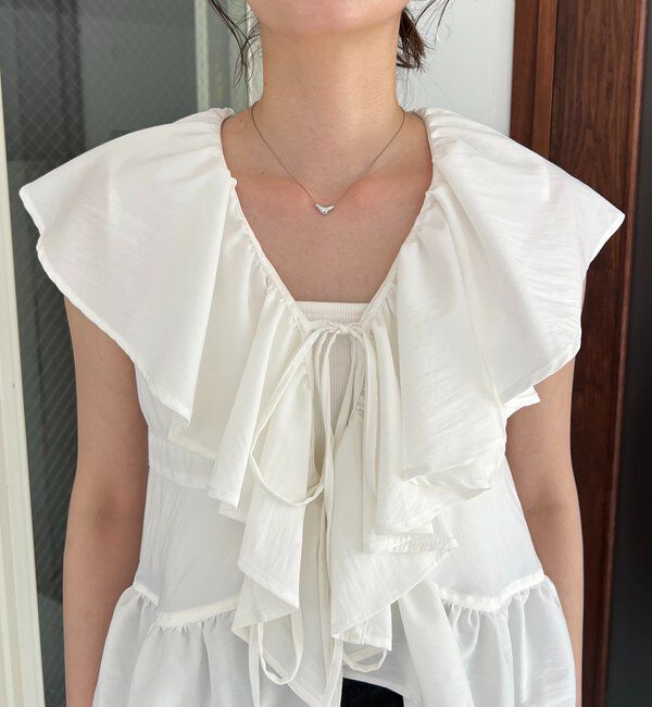  「【新色ピンク】フリルカラーブラウス」|シャツ・ブラウス|