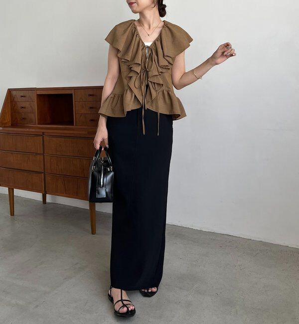  「【新色ピンク】フリルカラーブラウス」|シャツ・ブラウス|