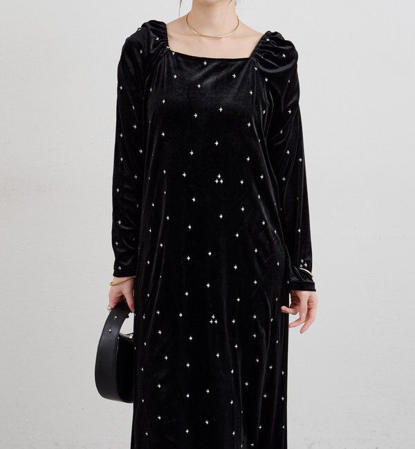  「ベロア刺繍ワンピース」|ワンピース|