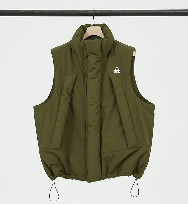 ABAHOUSE「GERRY ジェリーファイバーダウン スタンドカラーベスト」|ダウン|カーキ