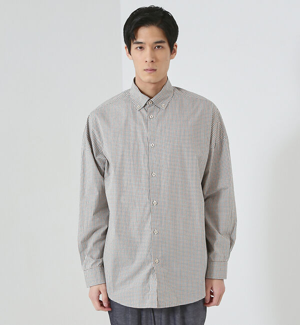 ABAHOUSE「【ミニチェック】スーピマ タイプライター ボタンダウンシャツ」|シャツ・ブラウス|