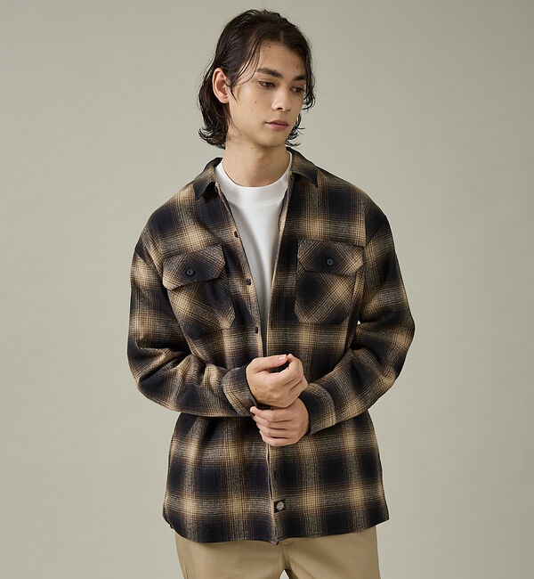 ABAHOUSE「【Dickies / ディッキーズ】オーバーサイズ ネルオンブレチェック ワーク」|シャツ・ブラウス|