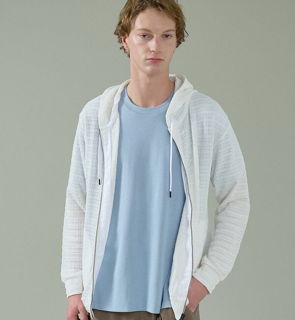 ABAHOUSE「シアーストレッチ ダブルジップ メッシュパーカー」|パーカー|