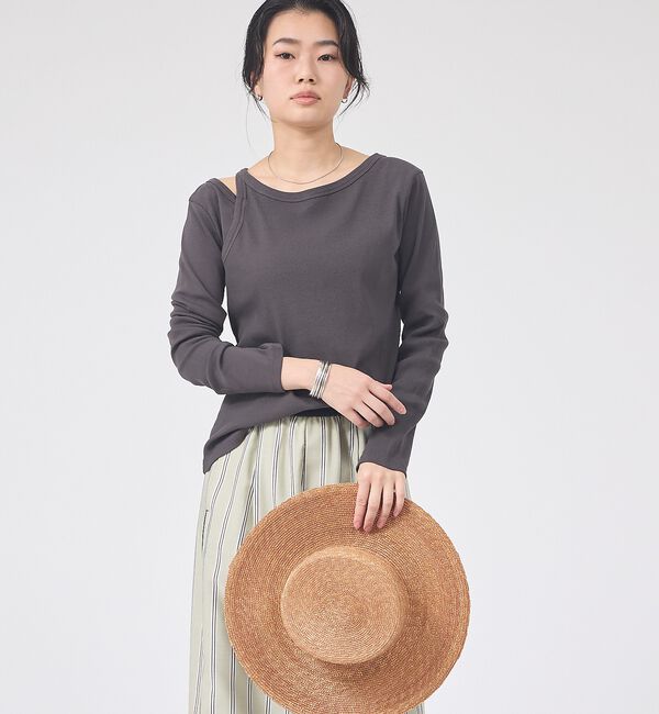 Rouge vif「【IRONING/アイロニング】アシンメトリーロングスリーブTシャツ/ロンT/カ」|Tシャツ・カットソー|