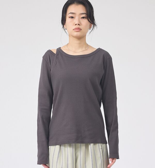 Rouge vif「【IRONING/アイロニング】アシンメトリーロングスリーブTシャツ/ロンT/カ」|Tシャツ・カットソー|