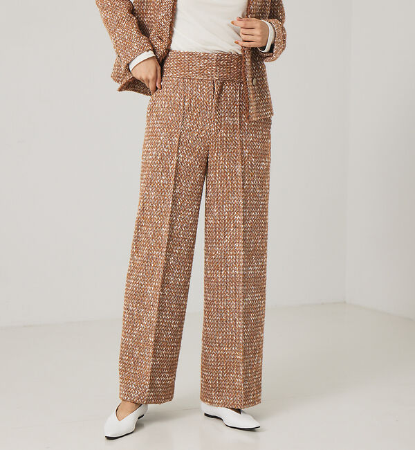 qualite「《セットアップ対応》ハイウエストツイードパンツ」|その他|キャメル